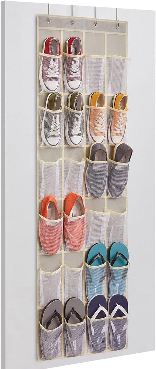 Hangende Schoenen Organizer 24 Mesh Vakken - Lichtgrijs Medium