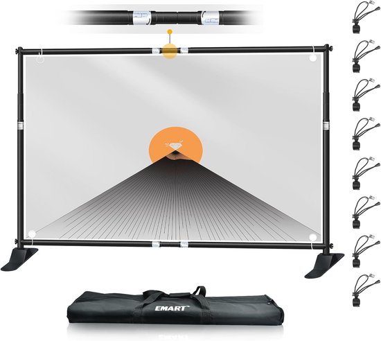 EMART Background Stand 2.4 x 2.4m, Adjustable Photo Background Tripod with 2 Sand Bags, Banner Stand for Photo Studio, Portrait Photography, Studio