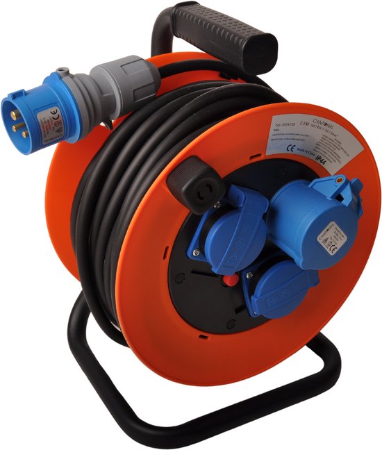CEE-kabelhaspel Met 23 2m RN-Kabel In Oranje Camping Kabelhaspel Met Cee Hoekkoppeling Incl Stekkerdoos Cee Stekker Voor Buitengebruik CEE-kabelhaspel Met 23 2m RN-Kabel In Oranje Camping Kabelhaspel Met Cee Hoekkoppeling Incl Stekkerdoos Cee Stekker Voor Buitengebruik