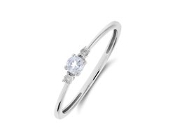 Lucardi Dames 14 Karaat witgouden ring diamant 0,175ct - Ring - 14 Karaat Goud - Zilver - 18.50 / 58 mm