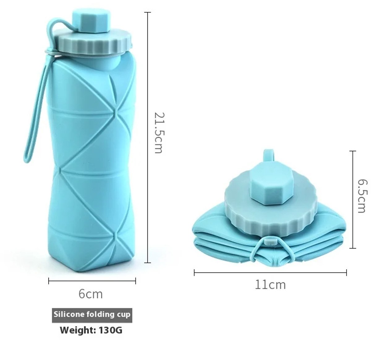 Opvouwbare Siliconen Waterflessen – Topkeuzes voor Reizen & Sport - Lekt NIET!(blauw) — cadeau in Sport & Outdoor - foto 2