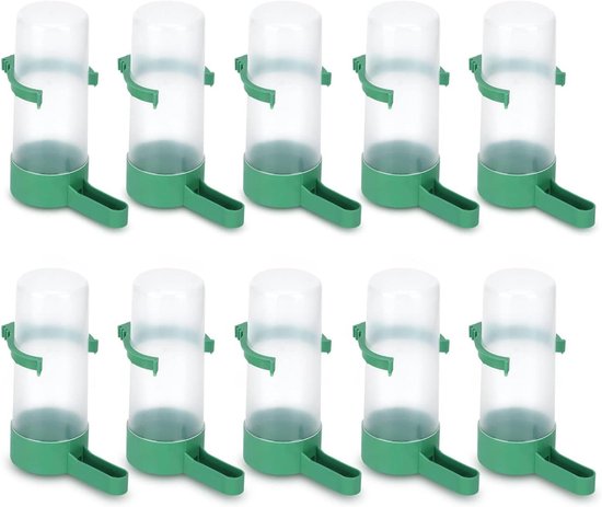 Waterdispenser voor vogels, 2 stuks, automatische drinkflessen voor kooi, kunststof papegaaien, voederdispenser, drinkbak, vogelkooi, accessoires voor parkieten, lovebirds en valkparkieten (wit, 140
