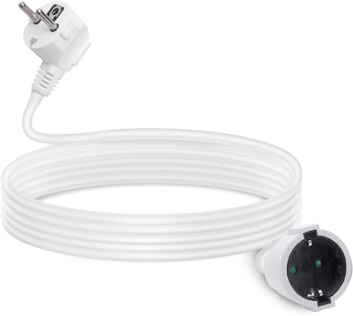 Verlengkabel 8 meter met kinderbeveiliging - tot 3680 W - stekker 16 A/250 V - stopcontact 2P + E - H05VV-F 3G15 mm² - wit