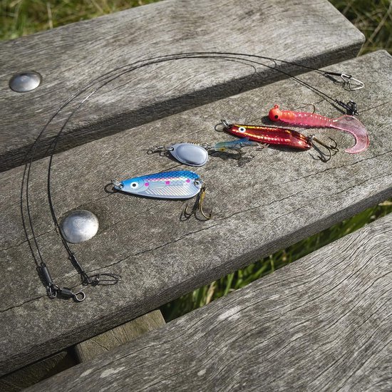 Camouflage telescopische hengelset voor forel en baars met kunstaas en rol van Fladen — afbeelding 4