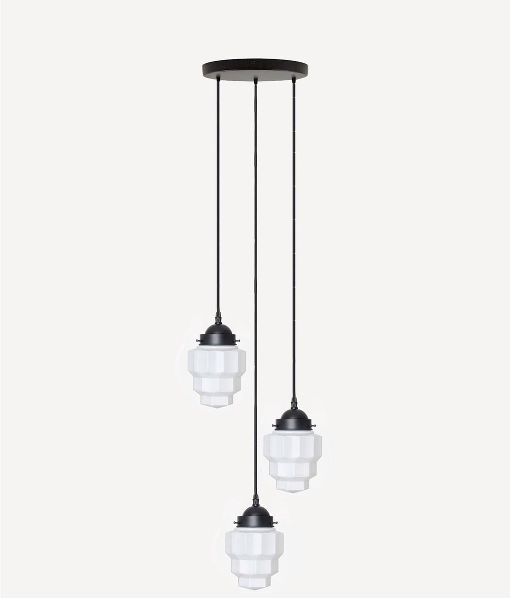 Coloured by Art 3 lichts hanglamp Empire - Art Deco Trade Zwart