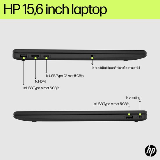 HP 15-fd0951nd Intel® Core™ i5 i5-1334U Laptop 39,6 cm (15.6") Full HD 8 GB DDR4-SDRAM 512 GB SSD Wi-Fi 6 (802.11ax) Windows 11 Home Zilver - HP - Hoofdafbeelding