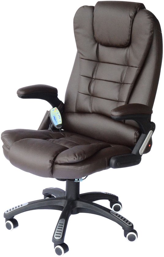 Massage- bureaustoel met warmtefunctie Bruin - Massage- - €195,95