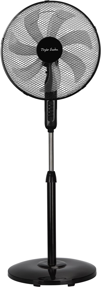 Taylor Swoden Grayson - Ventilator Staand - Statiefventilator met 3 snelheidsstanden - 7 bladen - Staande Ventilator - Ø 41 cm - 50 Watt - zwart
