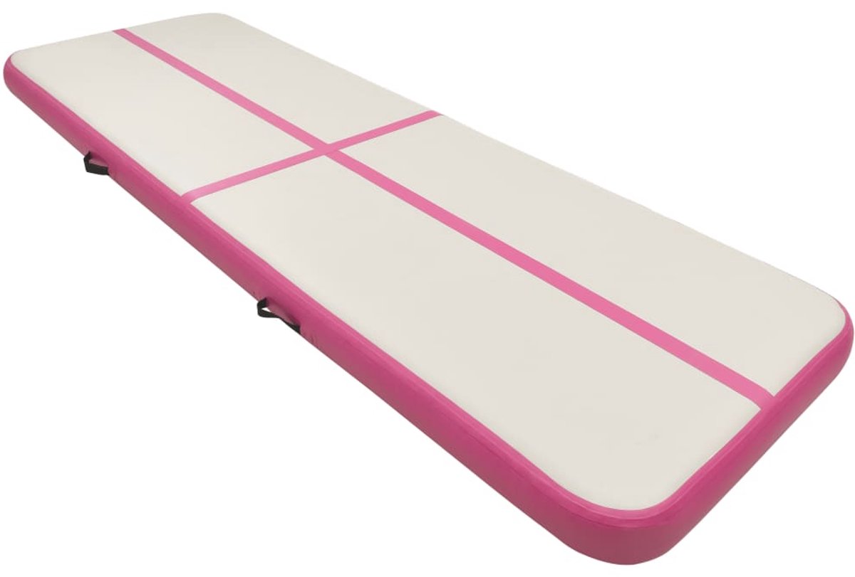 Airtrack - 4 Meter – Opblaasbare Gymnastiekmat - Turnmat - Speelmat - Speelmat - Yogamat - Luchtmat voor Turnen - Waterdicht - Inclusief Pomp - Roze