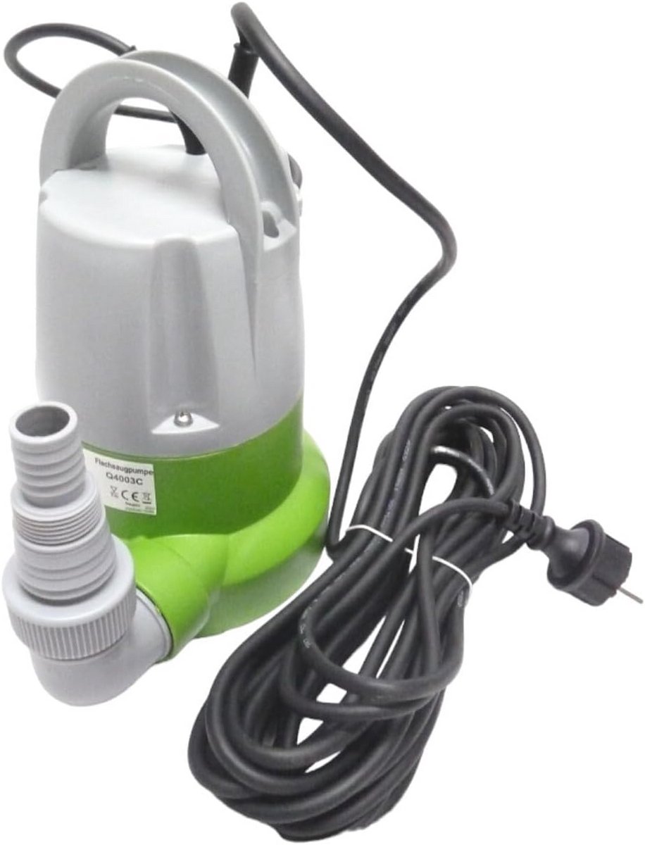 Dompelpomp met vlotter en oververhittingsbeveiliging - Vlakke aanzuiging 1mm (400 Watt, 6000 L/h)