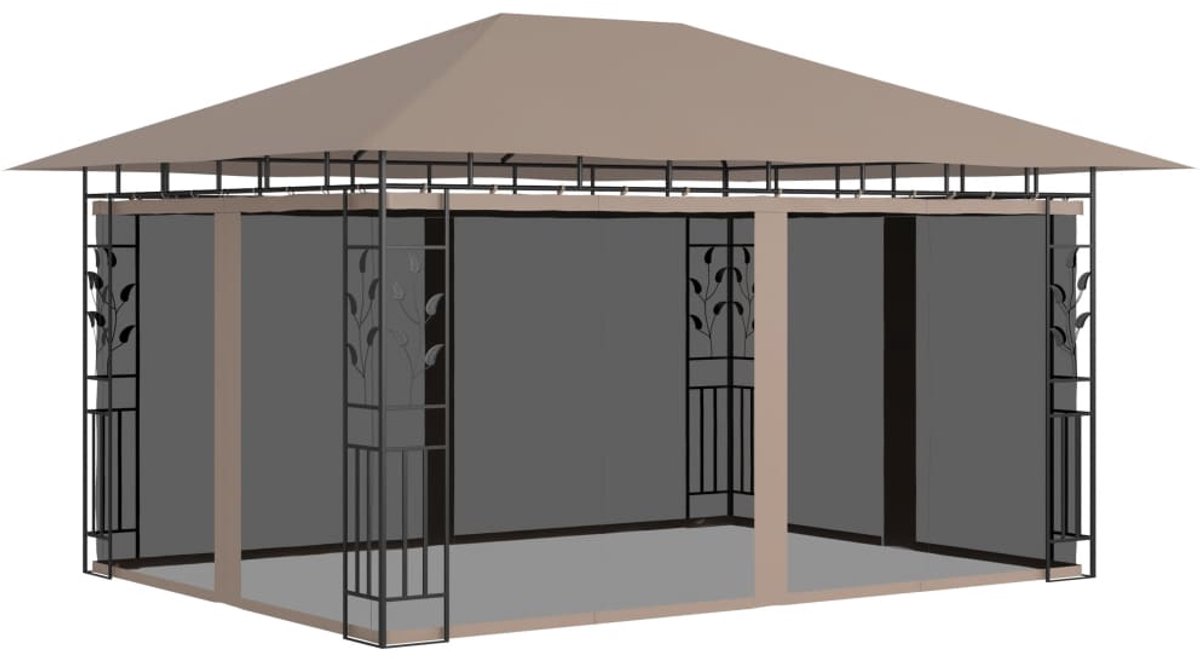 Prieel - Paviljoen - Met zijwanden - 3x4 m - Tuin - Kopen - Overkapping Tuin - Terrasdak - Buitendouche - Taupe