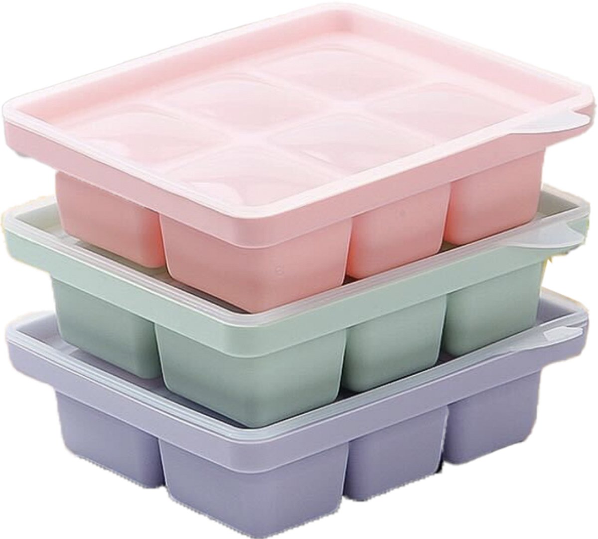 ZYLARO Babyvoeding bewaarbakjes set - 3-delige siliconen baby bakjes - met deksel - Magnetron & vaatwasmachinebestendige - 18x60ml - Moedermelk bewaren - Diepvriesbakjes - 100% BPA vrij — afbeelding 1