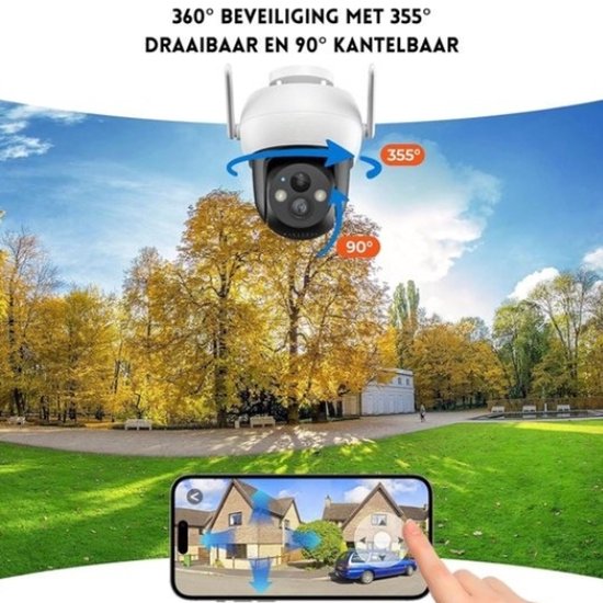 StayPowered Bewakingscamera - Draadloze Zonne-Energie voor 24/7 Veiligheid - 2K Kleuren-Nachtzicht - 360° Dekking - Bewegingsdetectie met Alarm - 2-Weg Audio - IP65 Waterdicht - Wit - Levering Sneller dan Aangegeven! van StayPowered — afbeelding 3