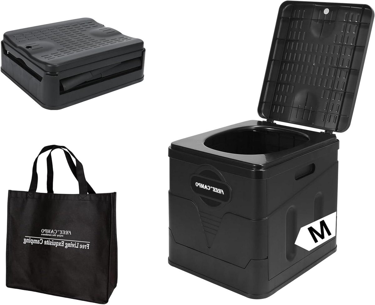 Inklapbaar scheidingstoilet voor camping, compact en mobiel (M: 31 x 27 x 30 cm) - voor volwassenen en kinderen, inclusief toiletpotje voor 50L zakken - ideaal voor outdoor camping, wandelen en noodgevallen.