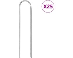 vidaXL - Grondharingen - 25 - st - U-vormig - 15x3,5 - cm - gegalvaniseerd - staal