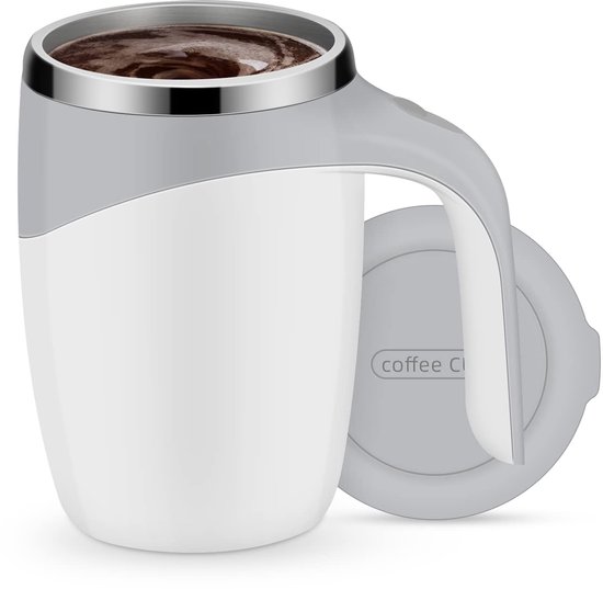 Zelfroerende mok - automatisch roerende koffiemok met 400 ml capaciteit - USB oplaadbaar - roestvrij staal - slimme mok voor koffie melk cacao - met handvat en deksel - voor kantoor en reizen . — afbeelding 4