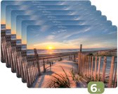 Napperons - 6 pièces - 45x30 cm - Set de table en plastique - Plage - Nature - Coucher de soleil - Dessous de Assiettes - Décoration de table - Accessoires de décoration de table de Cuisine - Dessous de verre en Vinyl - Décoration de table