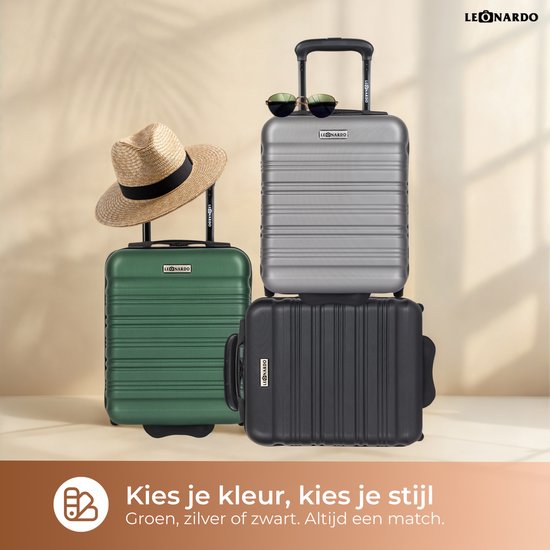 Handbagage 40x30x20 cm - Underseater voor Transavia, EasyJet en RyanAir - Reiskoffer - Trolley met Wielen - Reistas - Zwart - Leonardo