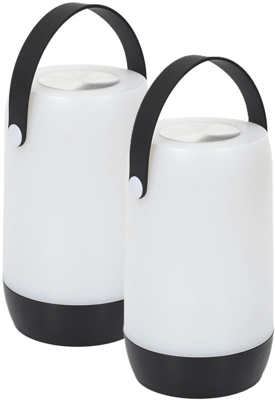 Home deco factory Portable tafellamp/camping lamp - 2x - zwart - touch - batterij of usb - binnen/buiten