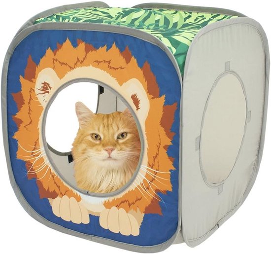 BRIAN & DANY Indoor Cat Bed Foldable Large Cube House with Scratch Board and Ball, 37x31.8x36cm, Grey BRIAN & DANY Indoor Cat Bed Foldable Large Cube House with Scratch Board and Ball, 37x31.8x36cm, Grey