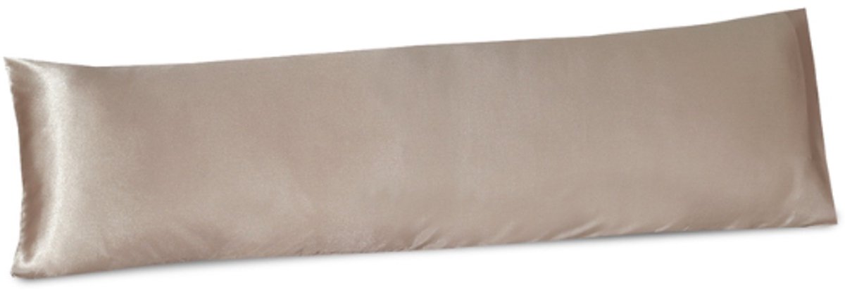 Beauty Silk - Satijnen Body Pillow Kussensloop - Taupe - 40x145 cm - Glans Satijn