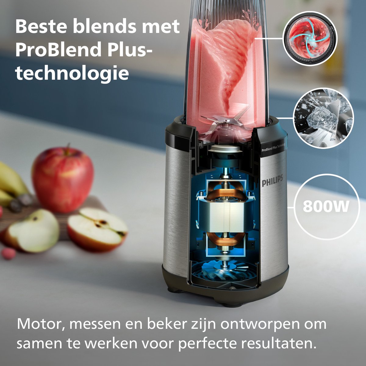 Philips Blender HR2764/00 - Beker met Drinkdeksel 700ml - 800 Watt - Smoothie Maker - RVS Tritan - Zilver – foto 4