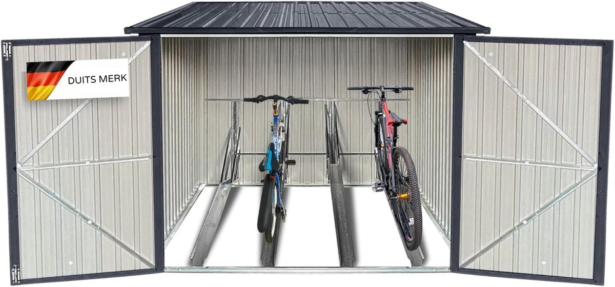 Albatros Premium fietsgarage - gegalvaniseerd metaal in antraciet (RAL 7016) | 259x313x192cm | voor maximaal 4 fietsen | weerbestendige fietsgarage, afsluitbaar