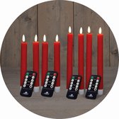 Voordeelset LED-staafkaarsen met timer klein + groot ROOD 8 stuks ROOD voor binnen - 6 uur - ECHTE WAS 18 cm + 23 cm hoogte voor kaarsen 2,2 cm diameter 2 AAA-batterijen vereist LED-staafkaarsen flikkerende vlam