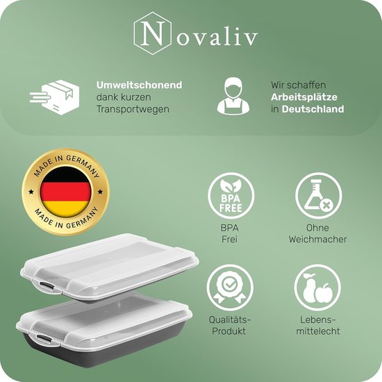 Novaliv Voordeelset 2 x plat 2x hoog antraciet premium vleeswarendozen