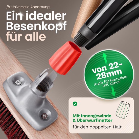 Novaliv straatbezem met steel 60 cm Arenga-Elaston borstelharen inclusief verzinkte veegset bestaande uit stoffer en blik en handborstel Ideaal als tuinbezem, terrasbezem, tuinbezem, buitenbezem van Novaliv — afbeelding 4