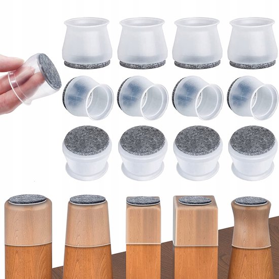 Lot de 20 protections de table et de chaise en feutre et silicone - Protections de chaise en silicone - Pieds antidérapants et résistants aux rayures - Convient aux sols