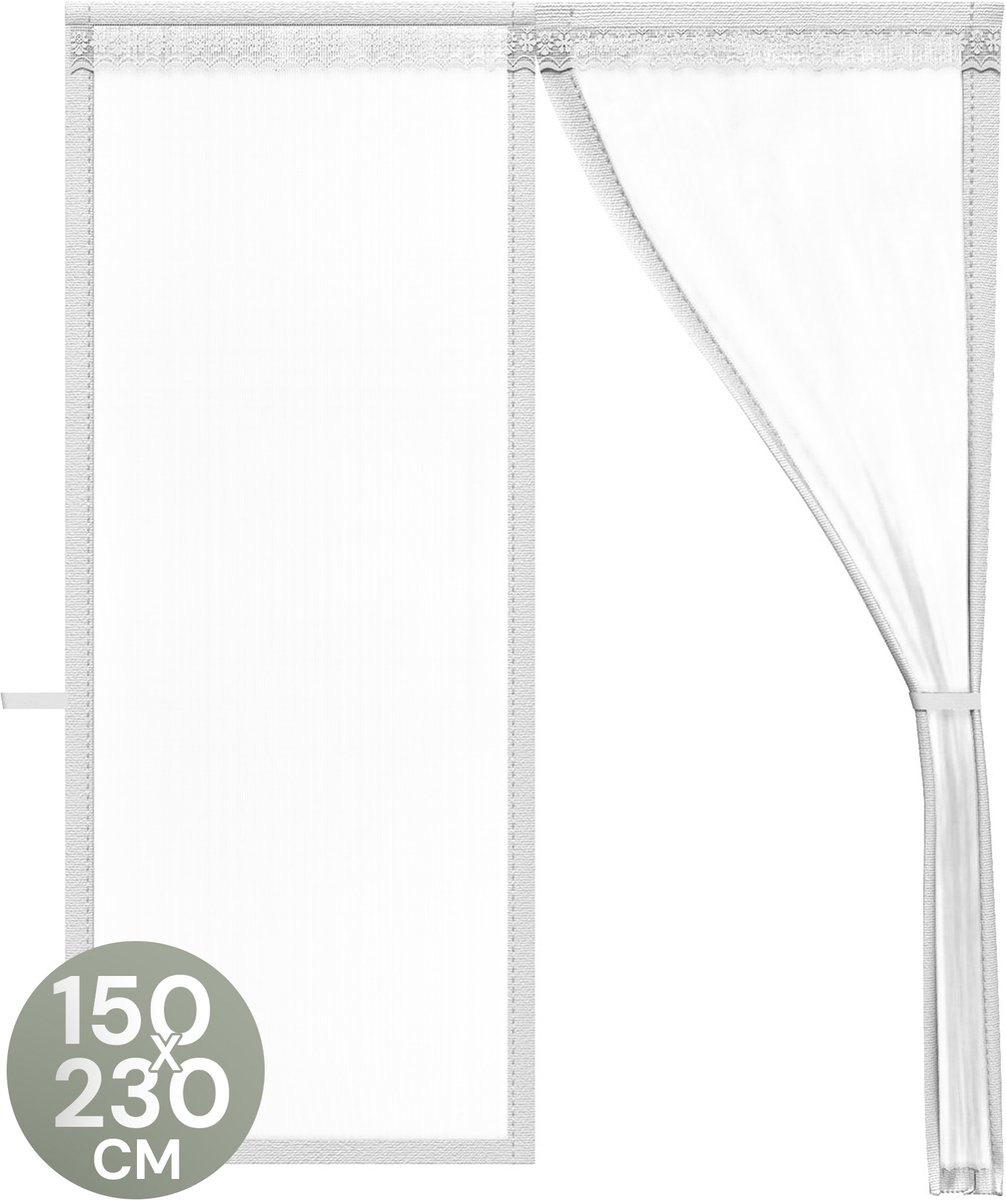 O'DADDY® Deurgordijn Deluxe FIBER - Magnetisch Vliegengordijn - Voor Nieuwbouw en Standaard Deuren - Eenvoudige Installatie - Deurhor Wit - 150x230 cm