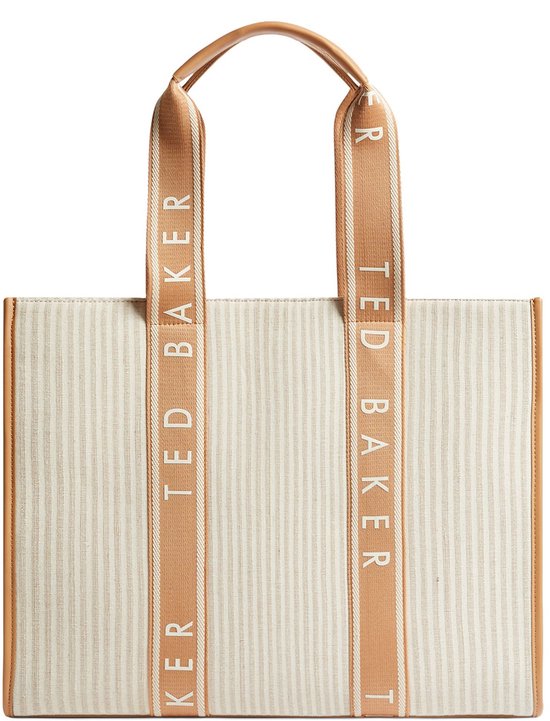 Ted Baker Sac shopper Sac à épaule Hayllee Striped Canvas Large Icon Bag Camel Beige