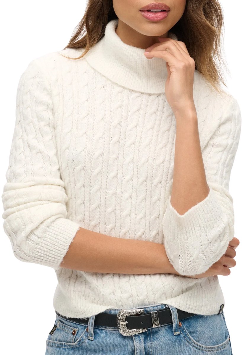 Superdry FITTED CABLE ROLL NECK JUMPER Dames Trui - Maat M
