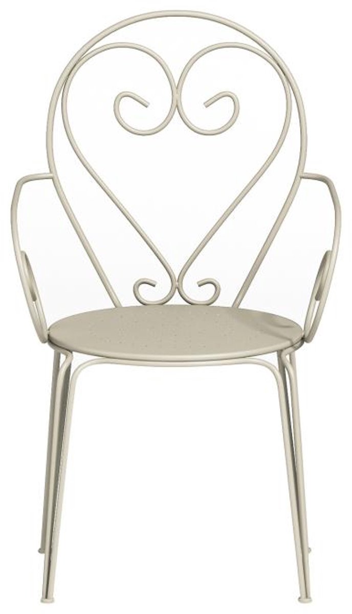 Vente-unique Set van 4 opstapelbare tuinsfauteuils van gietijzer - Beige - GUERMANTES L 48 cm x H 89 cm x D 52 cm Vente-unique Set van 4 opstapelbare tuinsfauteuils van gietijzer - Beige - GUERMANTES L 48 cm x H 89 cm x D 52 cm - Afbeelding 1