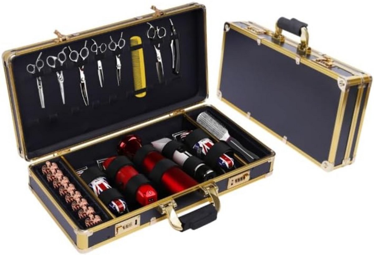 Kapperskoffer - Kapperstas - Visagie - Cosmetica Organizer - Zwart met Goud