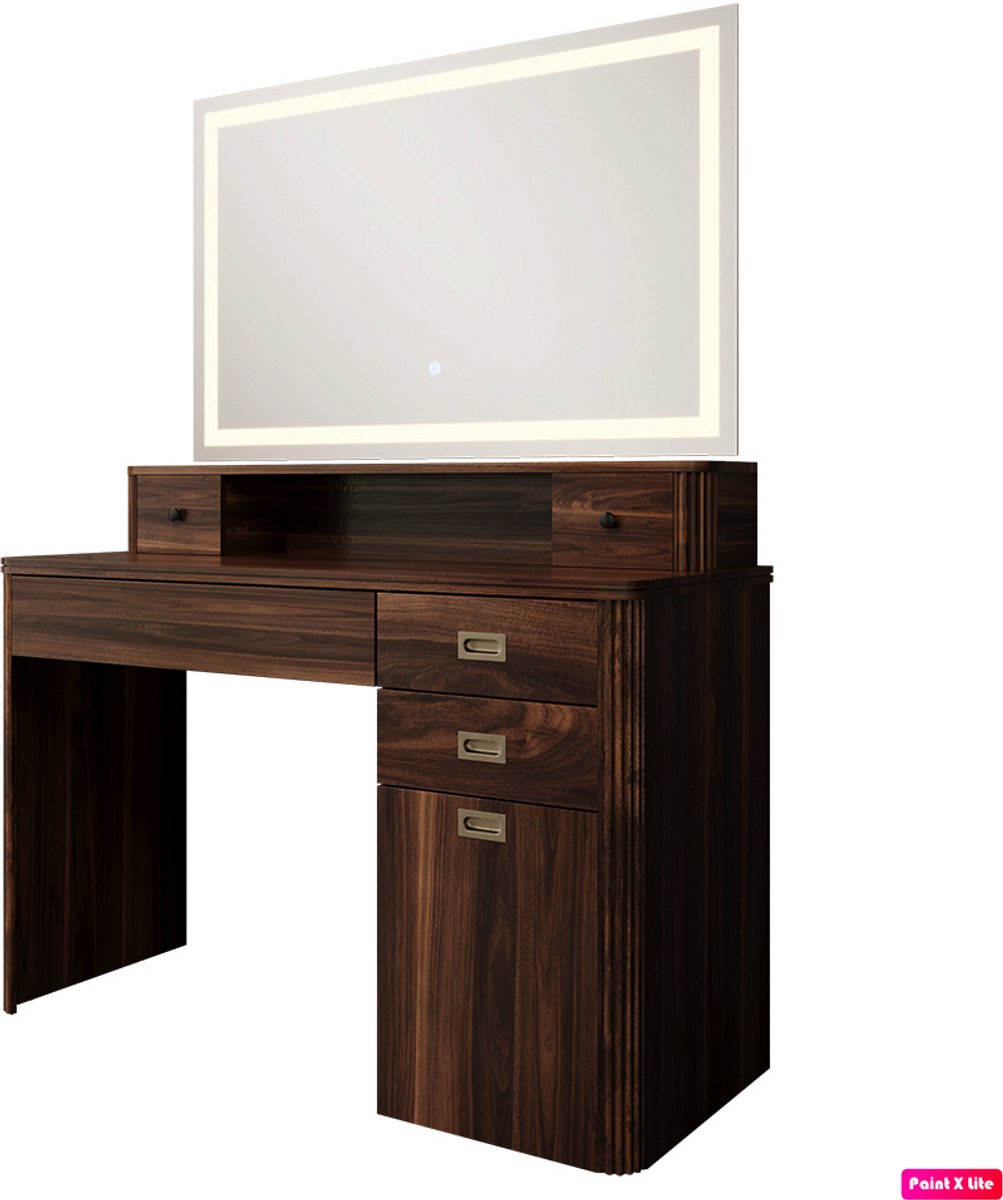 Vicco Kaptafel Neria, Eiken rustiek, 120 cm met LED-spiegel
