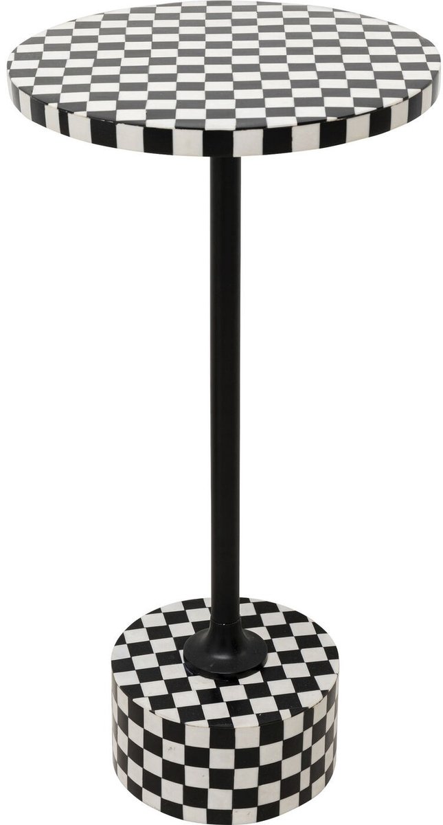 Kare Bijzettafel Domero Chess Black White Ø25cm