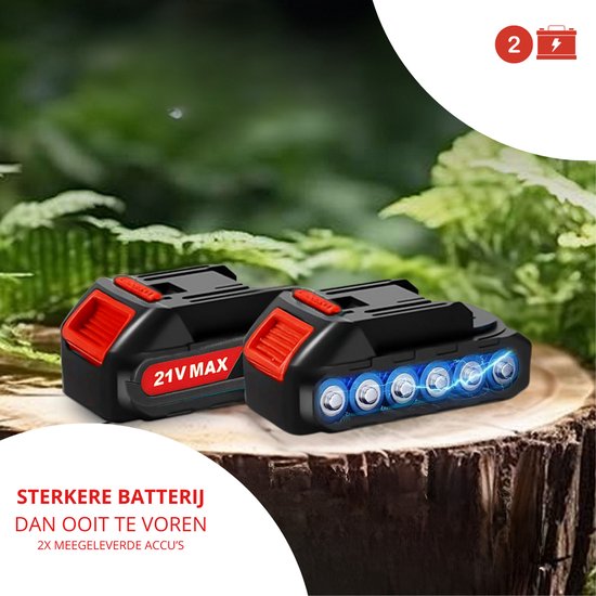 BronStore® Elektrische Snoeischaar - Accu Heggenschaar - Takkenschaar Electrisch - 28mm Snijdiameter - Inclusief Opbergkoffer & 2 Accu's van BronStore® — afbeelding 2