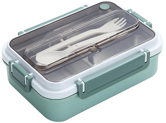Boîte à lunch Bento pour Enfants et Adultes - Récipient alimentaire vert à 3 compartiments (1000 ml) - Matériau PP . Compatible congélateur et micro-ondes.