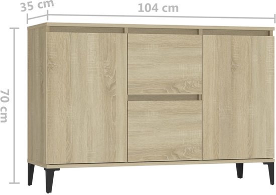vidaXL Dressoir - Dressoirs - Kast - Kasten - Dressoir 104x35x70 cm bewerkt hout sonoma eikenkleurig