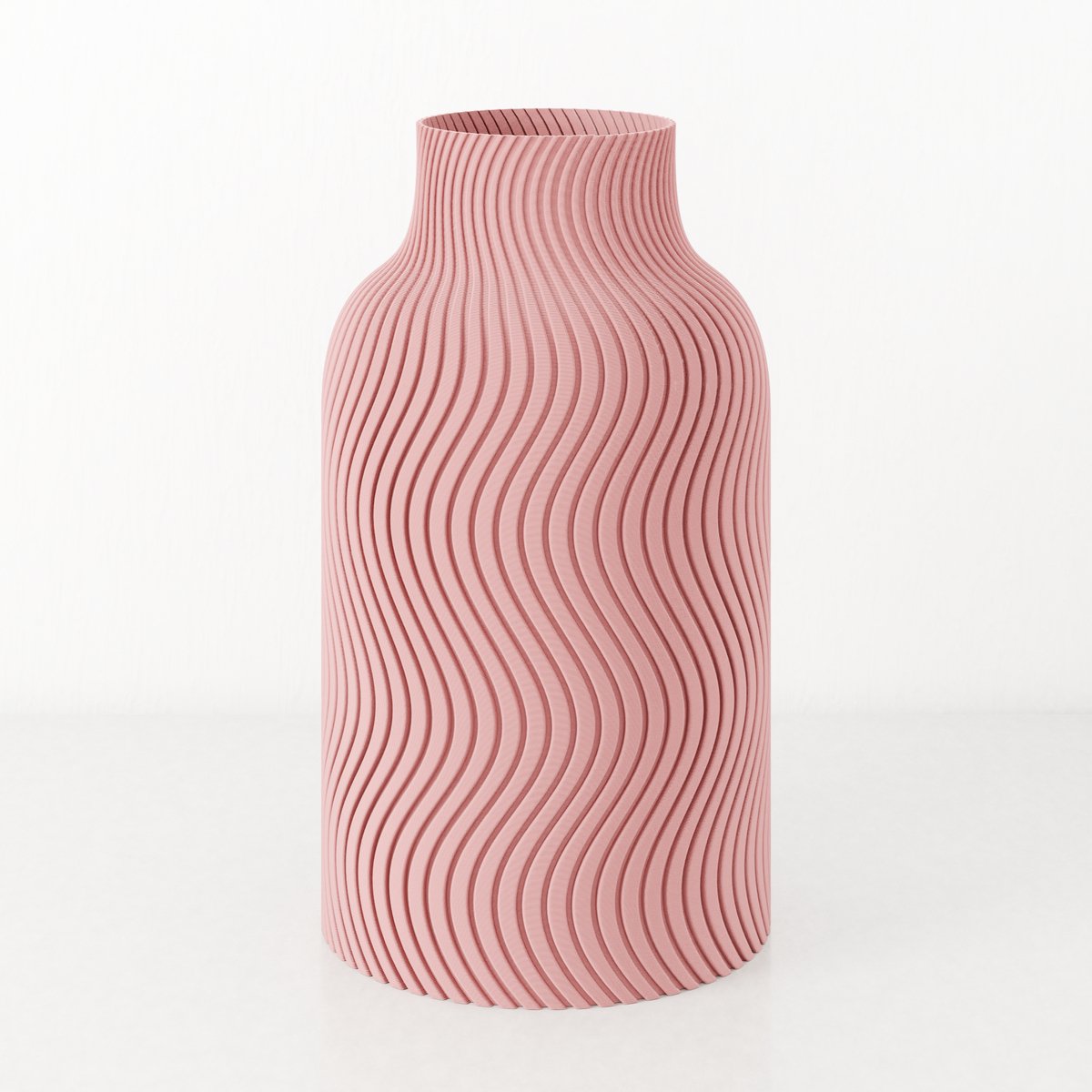 Fleuriek Vaas - Roze - H30cm - Japandi - Wavy patroon vaas - Design vaas van bio kunststof - Tafeldecoratie