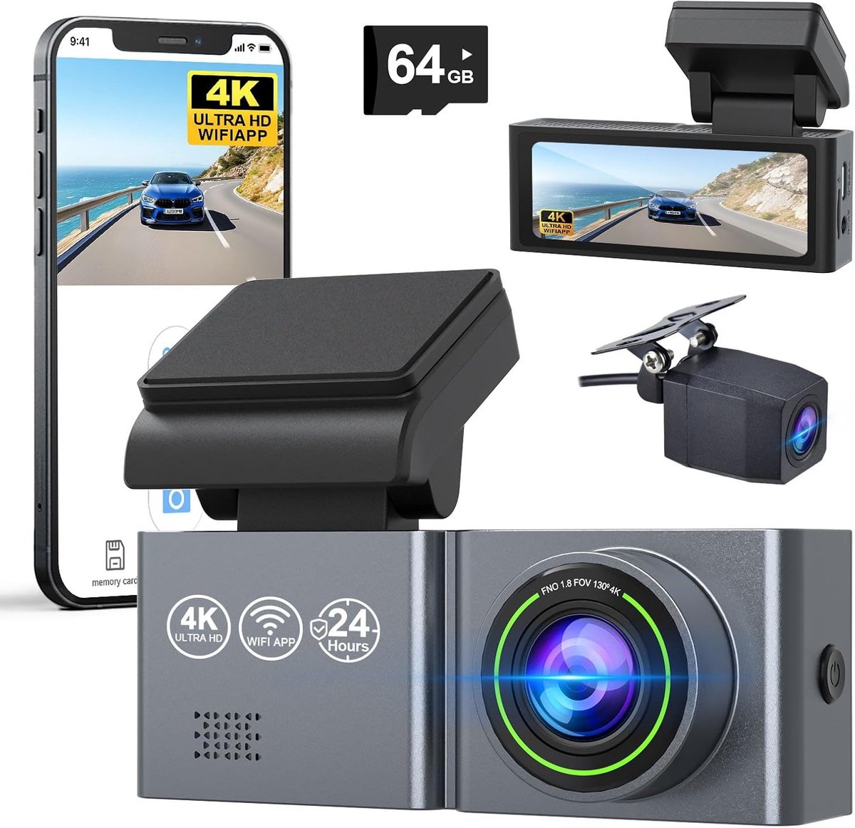 Dashcam voor Auto - Dual - Camerabewaking - Full HD - Zwart