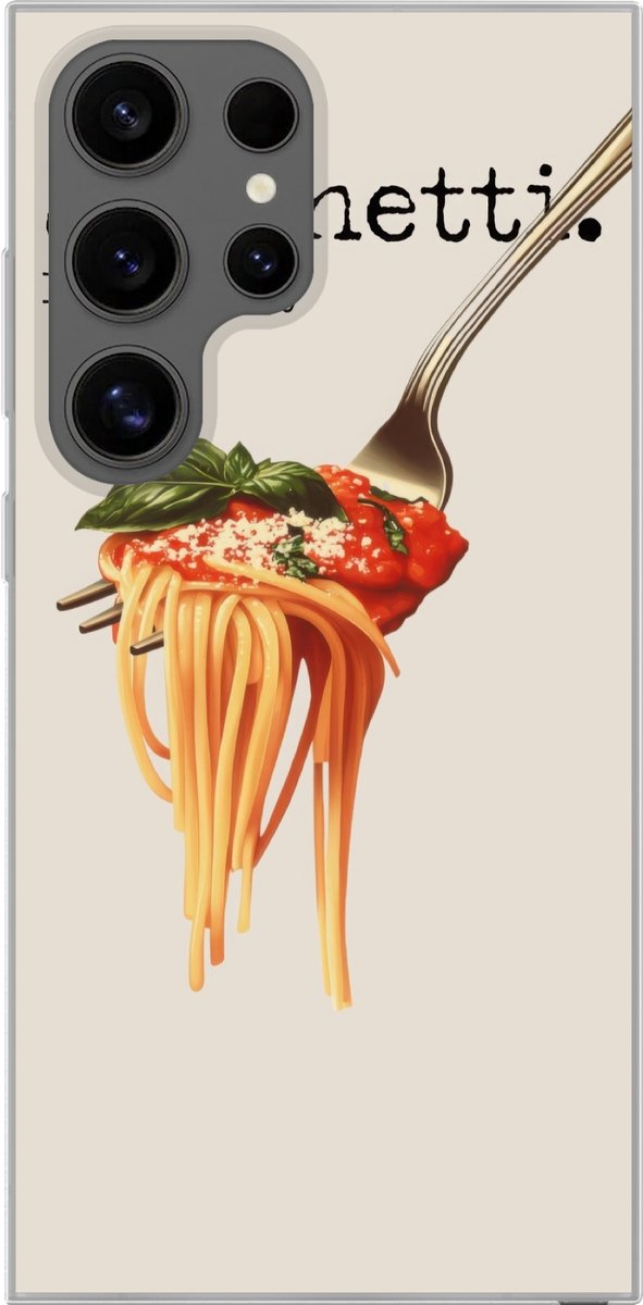 Telefoonhoesje Geschikt voor Samsung Galaxy S24 Ultra hoesje - Spaghetti - tomatensaus - Parmezaanse kaas - Siliconen Telefoonhoesje Telefoonhoesje