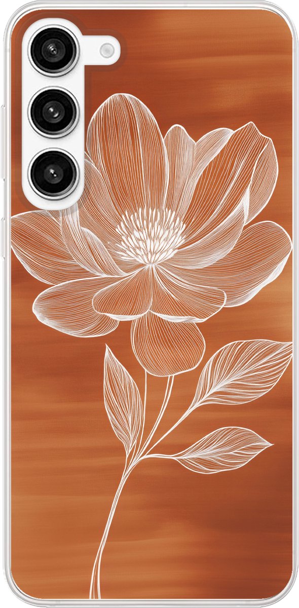 Telefoonhoesje Geschikt voor Samsung Galaxy S23 Plus hoesje - Bloem - Minimalistisch - Wit - Siliconen Telefoonhoesje Telefoonhoesje
