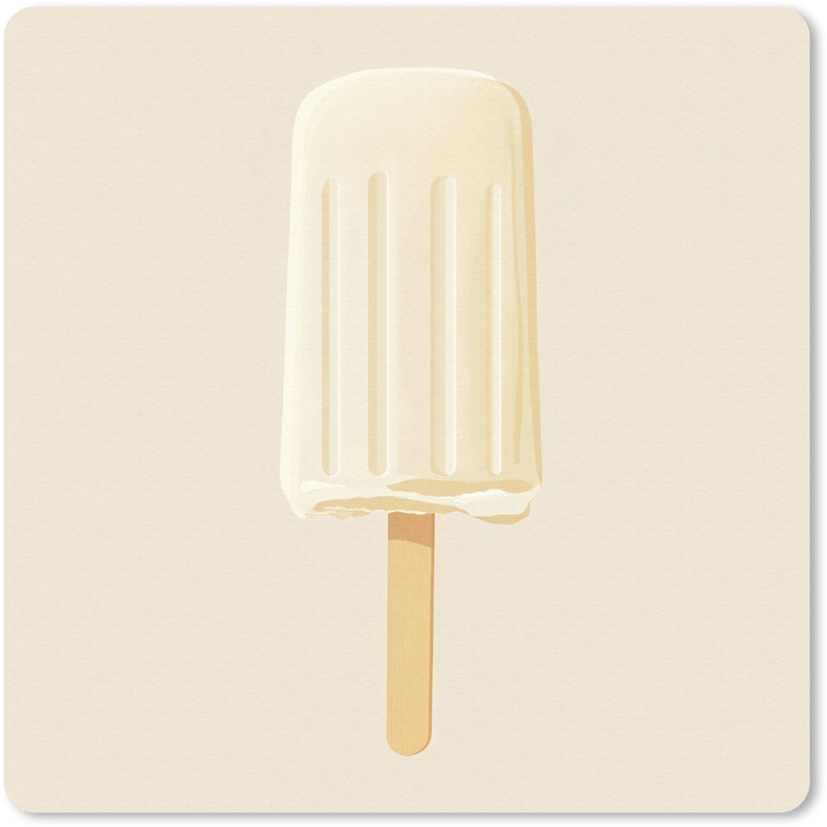 Muismat 20x20 cm - Mousepad Minimalistisch - Waterijsje - Stokje - Beige - Muismatten