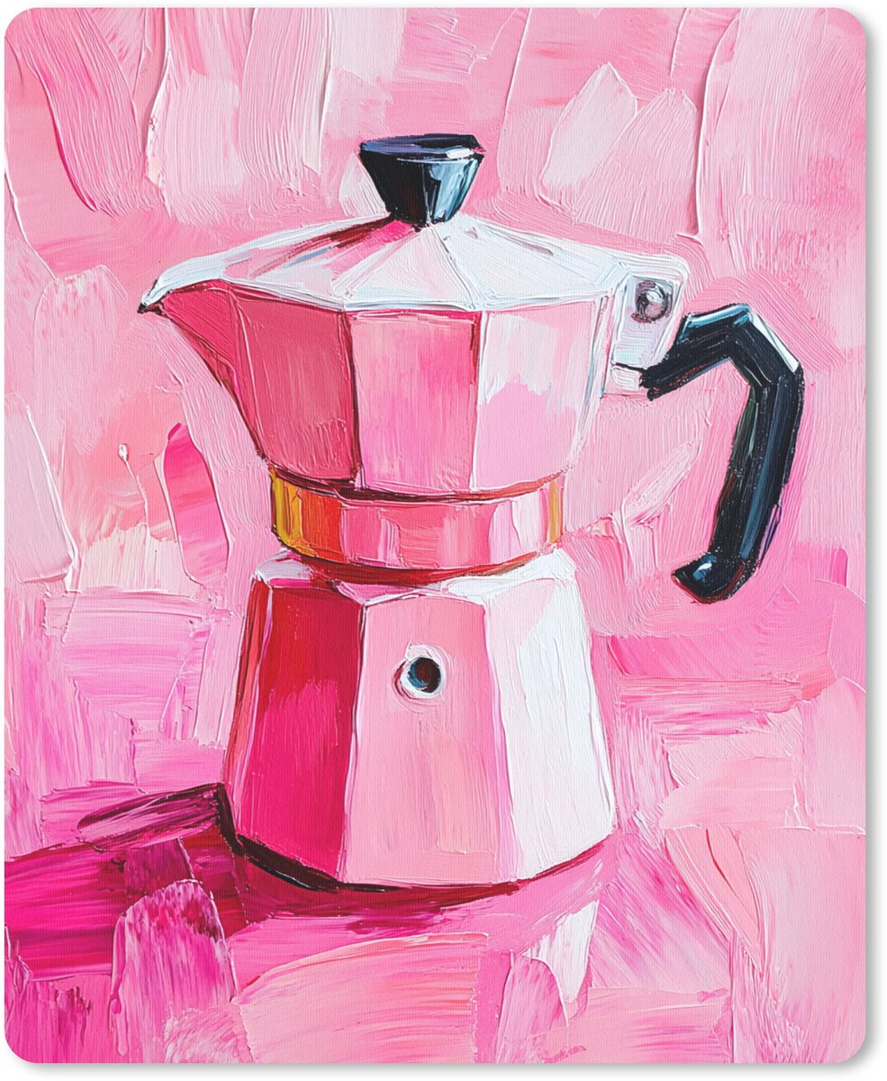 Muismat 19x23 cm - Mousepad Roze - Verf - Coffee - Muismatten