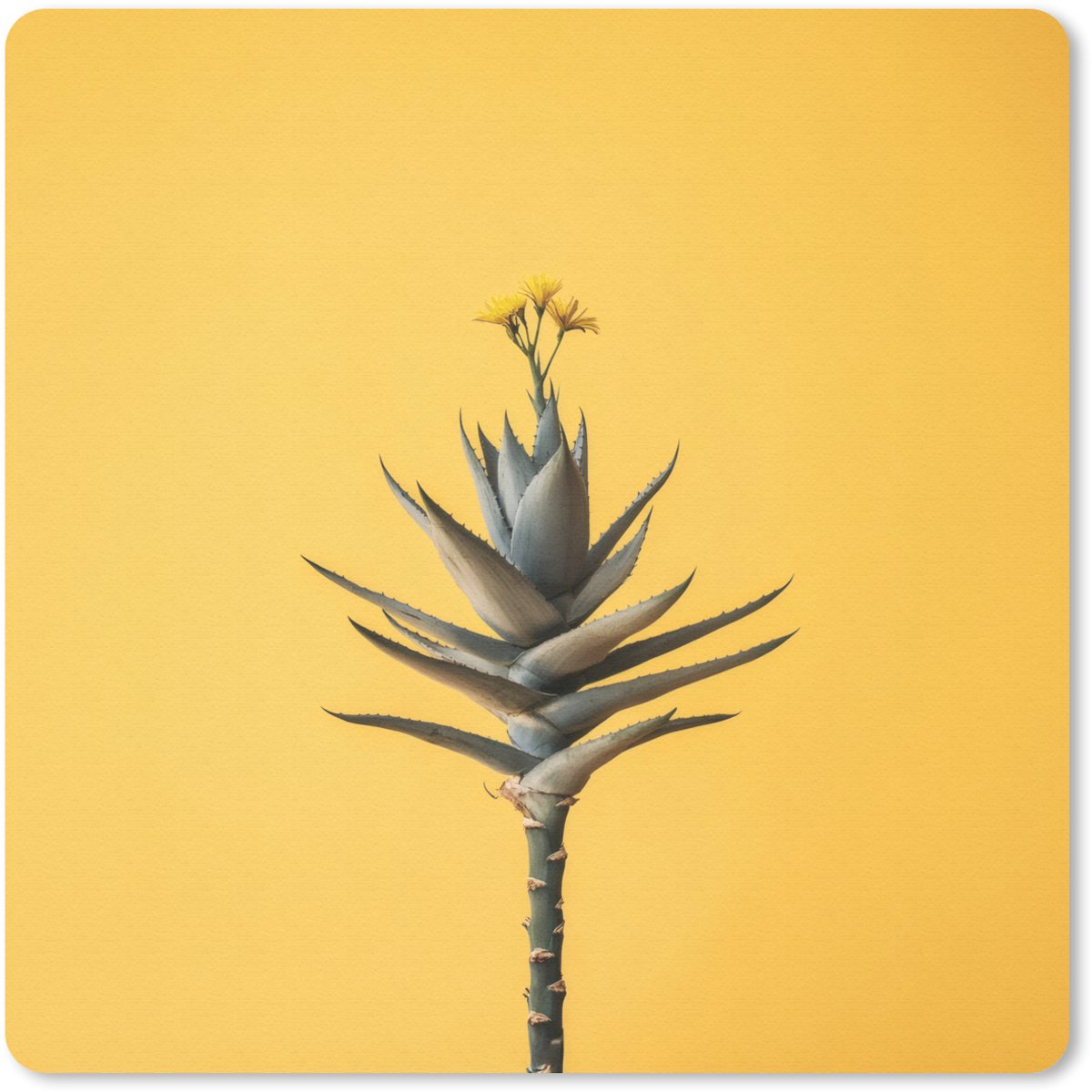 Muismat 30x30 cm - Mousepad Plant - Minimalistisch - Bloem - Geel - Muismatten