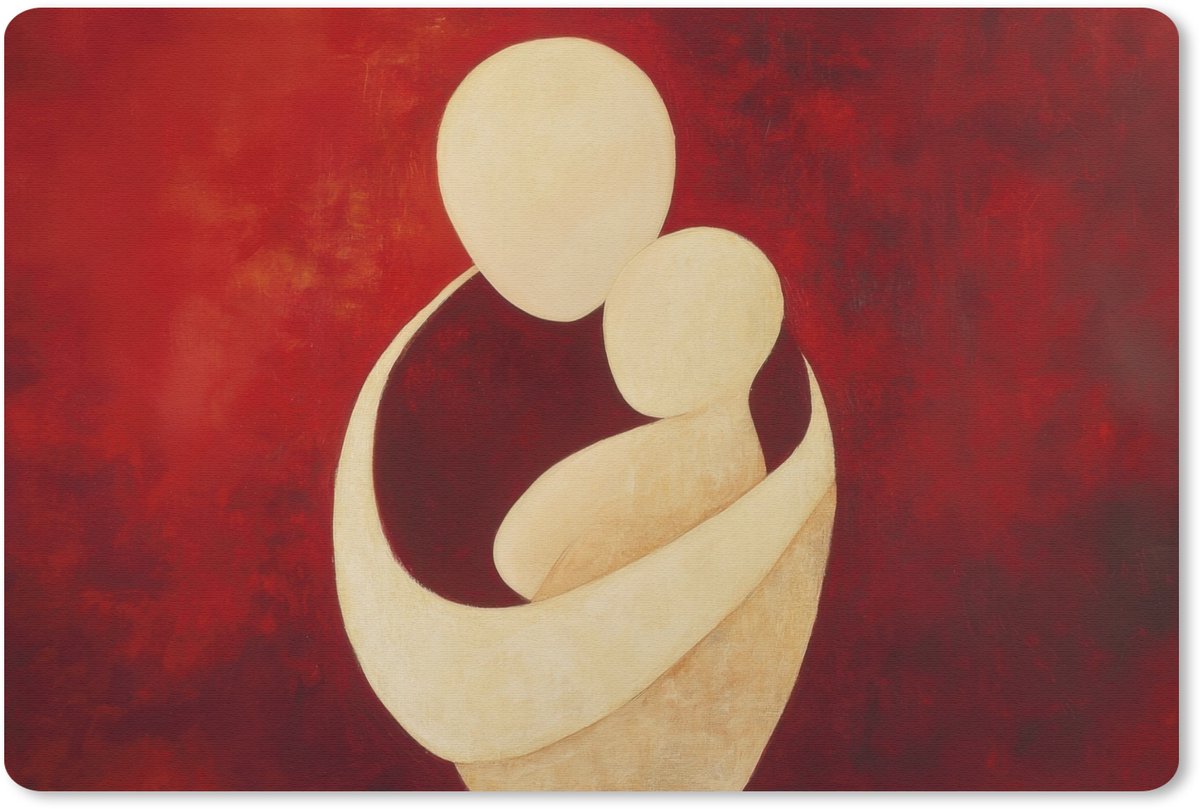 Muismat 27x18 cm - Mousepad Abstract - Moeder - Kind - Rood - Muismatten