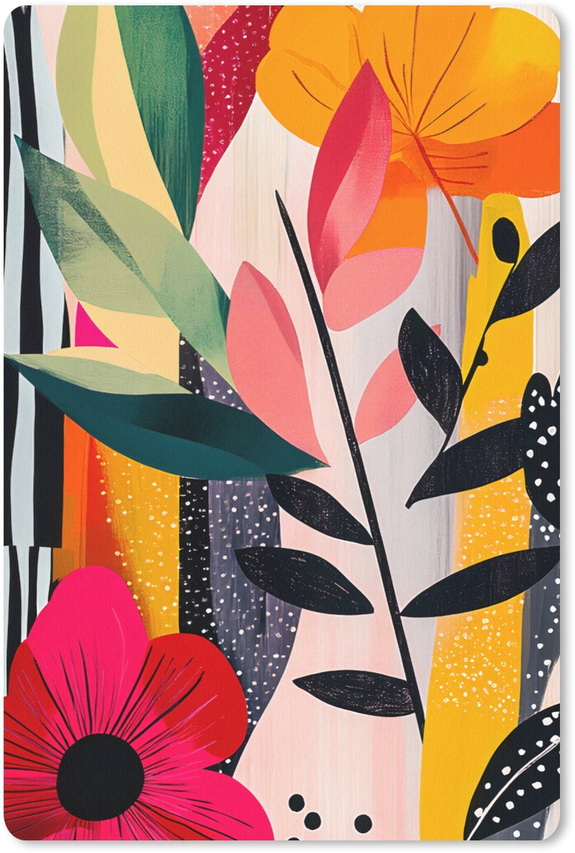 Muismat 18x27 cm - Mousepad Bloemen - Bladeren - Abstract - Kleurrijk - Muismatten